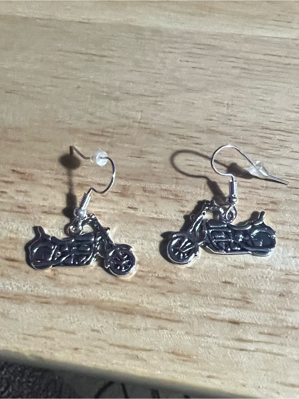 Silver Motorcycle Dangle Earrings - Women's Jewelry E170